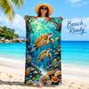 Sea Turtle Beach Towel Flat Print Colorful Ocean Life Coral Reef Bath Towel for Outdoor Travel Pool Picnic Blanket