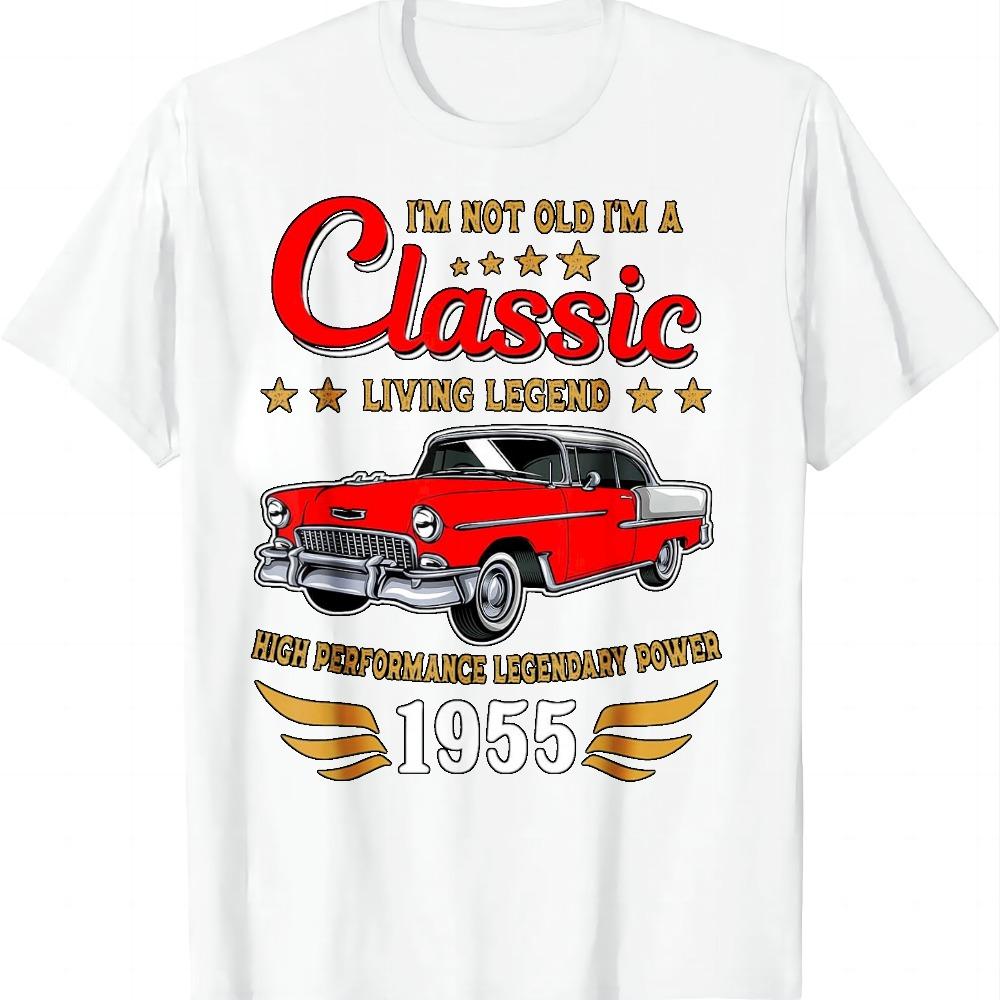 Vintage 1955 Geburtstag Oldtimer für Legenden Geboren 1955 T-Shirt Sommer Streetwear Oberteile Camiseta Hombre Harajuku Unisex
