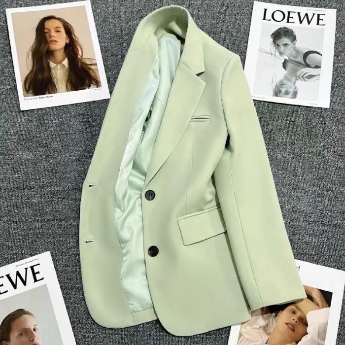 

Stylish Women s Khaki Suit Jacket - Small, High-End Korean Casual Style. Please view the product before ordering. S світло-зелений колір
