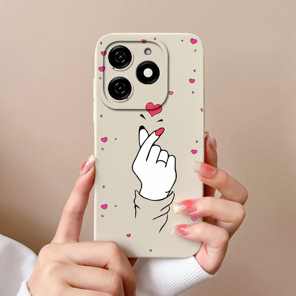 

Чехол для Itel A18s A70 Tecno Spark 20 20C Pop 8 Pova 6 Pro Чехлы-бамперы Pretty Love Heart Pattern Матовые жидкие силиконовые противоударные чехлы для телефонов Корпус Tecno Spark 20C