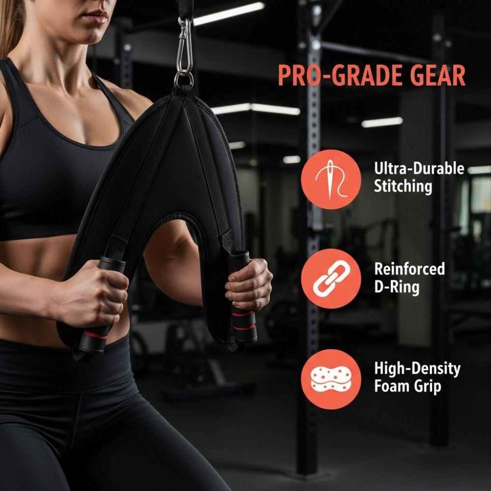 V-Shape Ab Exercise Strap Strong Tension Band Extra Wide Padded Abdominal Crunch Harness Comfort-Focused Professional Fitness