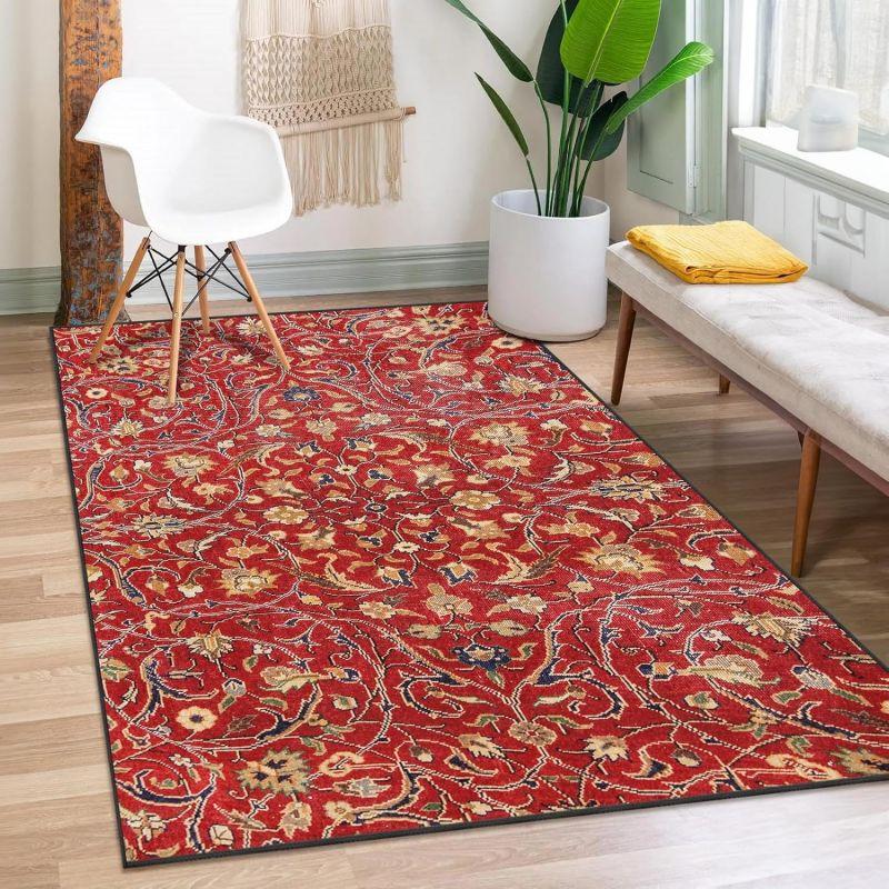 African American Tribal Geometric Area Rug Washable Carpet for Bedroom Living Room Kitchen Entrance Non Slip Flannel Carpets