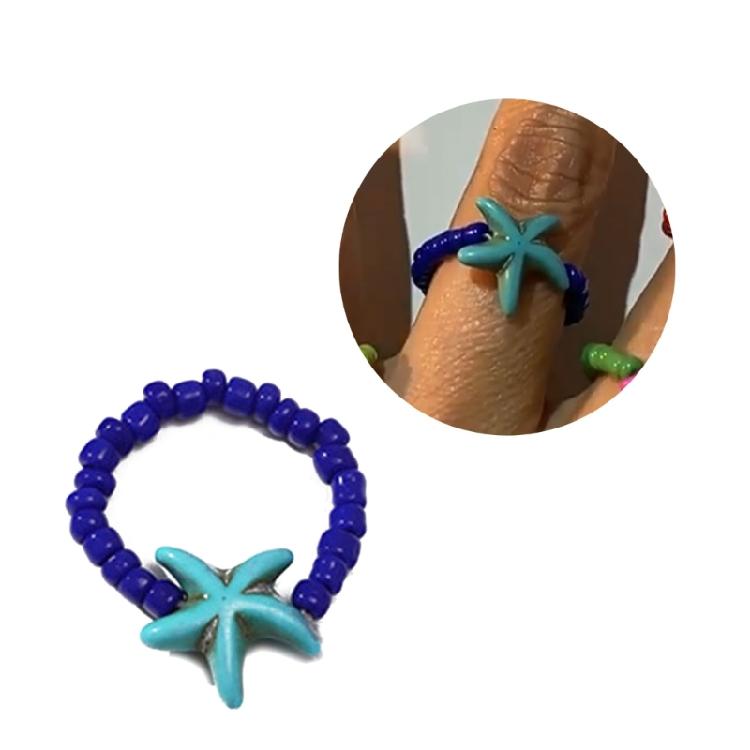 Rainbow Rice Bead Rings Handmade  Bead Stackable Rings Boho Jewelry Gift