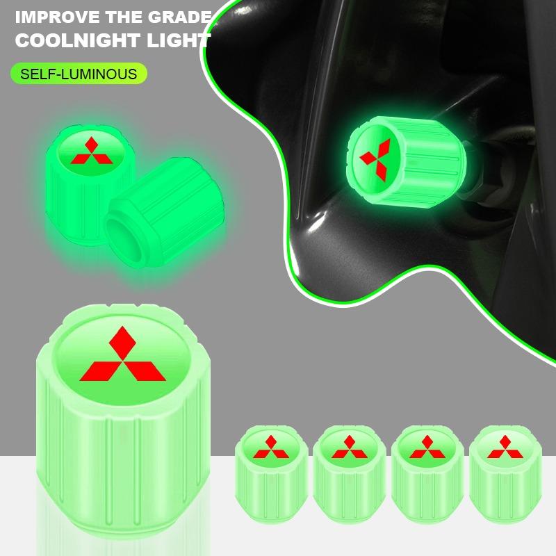 Luminous Car Tire Valve Caps Fluorescent Motorcycle Wheel Tyre For Mitsubishi ASX Lancer L200 Pajero Sport Attrage Mirage Eclipse