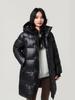 2025 Damen Schwarz Gold Kapuzen Daunenjacke: Mittellang, Dick, Warm, Outdoor