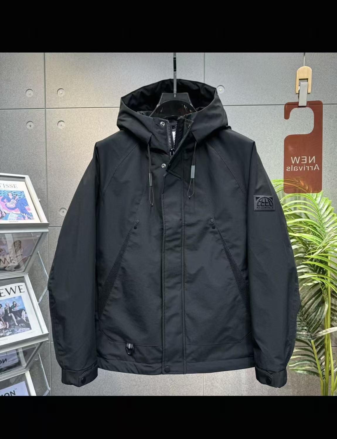 

Autumn/Winter 2025 Men s Hooded Double-Layer Short-Sleeve Cotton Windbreaker Jacket XXL (Recommended 155-170 cm) чёрный