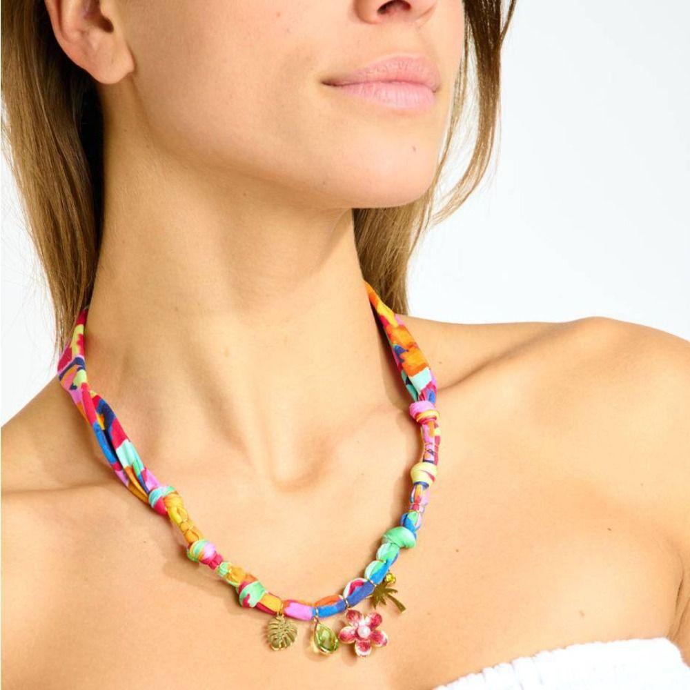 Love Heart Beach Ocean Series Necklace Flower Dopamine Necklace Vintage Cloth Chain Necklace  Male