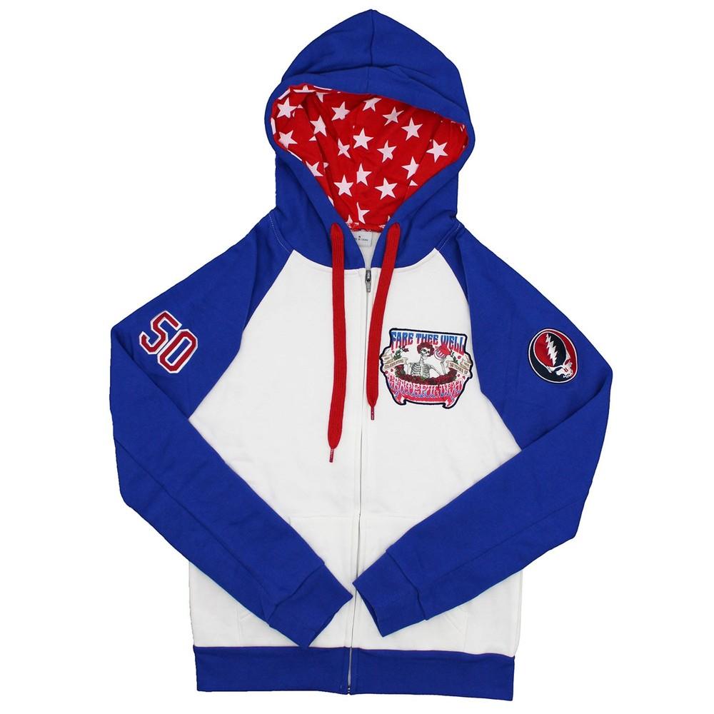 Grateful Dead Pocket Patch Zip Up Hooded Fleece Zippered Hooded Unisex T-Shirt L
