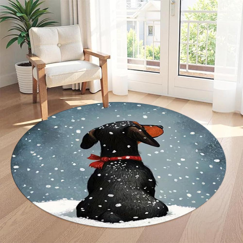 Dachshund Round Floor Rug Suitable for Kitchen Playrooms Game Room Study room Antislip Round Carpet Office home decor