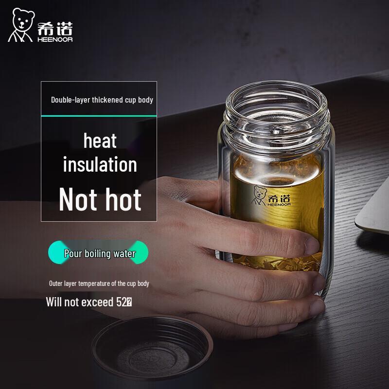 XINUO XN-1925 Double-Layer Antibacterial Glass Tea Cup