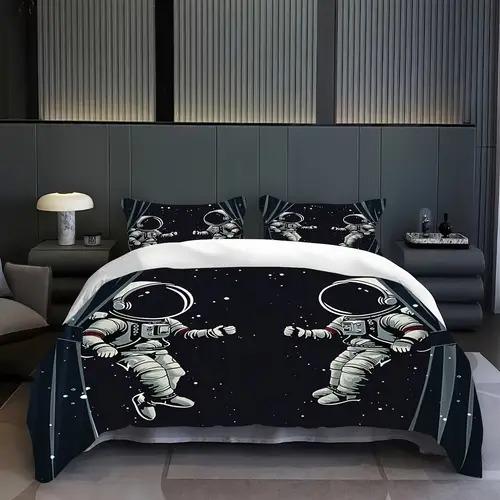 

Astronaut Soft Duvet Cover Soft Duvet Cover featuring Astronaut Patern Suitable for Children Kids plus Adult Peoples Soft Warm Comfortable Breathable 135*200cm Eu-Single