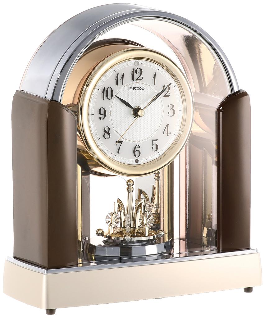 Seiko Clock Table Clock Standard Radio Clock Twin Pa Dark Brown Marble Pattern Glossy Finish BY238B SEIKO
