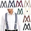 Men's 5CM Wide X-Back Suspenders Elastic 4 Clips Heavy Duty Adjustable Braces