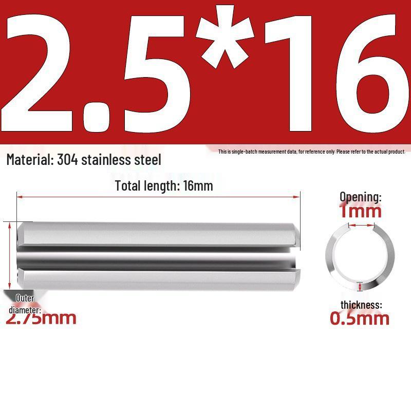 304 Stainless Steel Slotted Spring Pin, Cylindrical Shaft Pin, Locating and Hollow Pin (M5-M12)