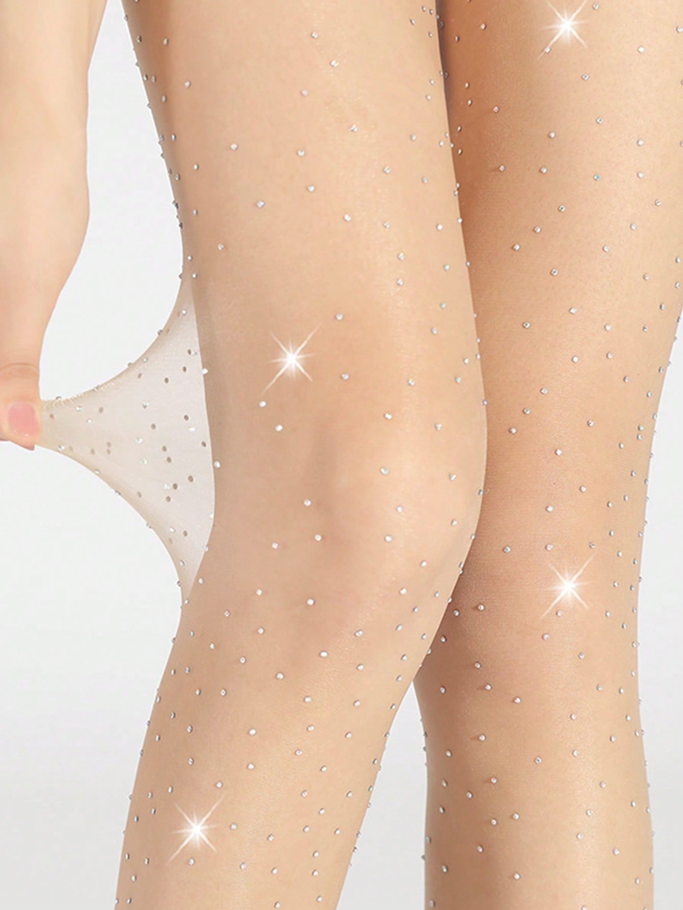 

1 Pair Skin Tone Starry Colorful Rhinestone Pantyhose, Valentine S Day Exclusive, Bling Bling Diamond Design S