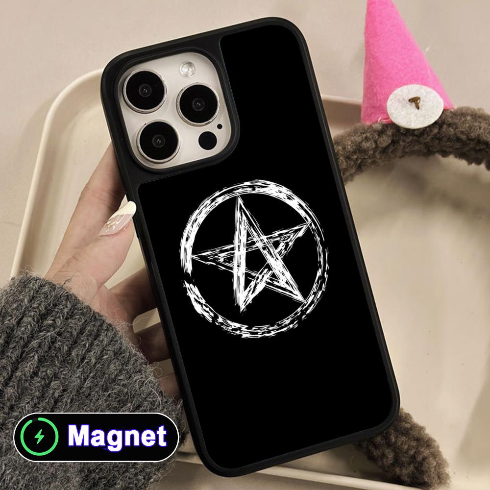 Aesthetic Pentagram Phone Case for iPhone 17 16 15 14 13 12 11 Air Pro Max Plus Matte Surface Magsafe Cover