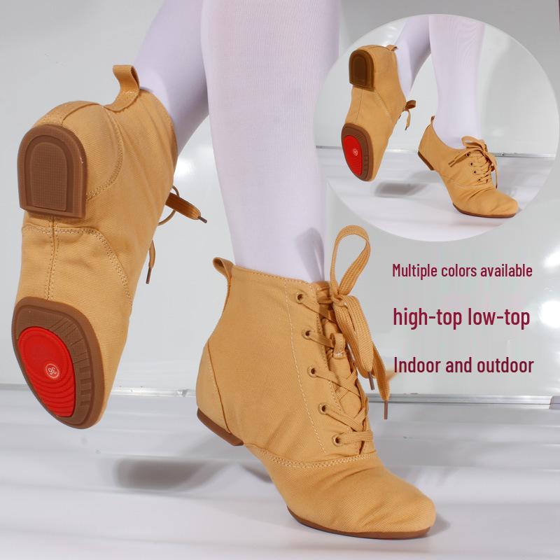High-Top Jazz Dance Shoes for Men & Women, Canvas Soft Sole Low-Top Practice Shoes.
