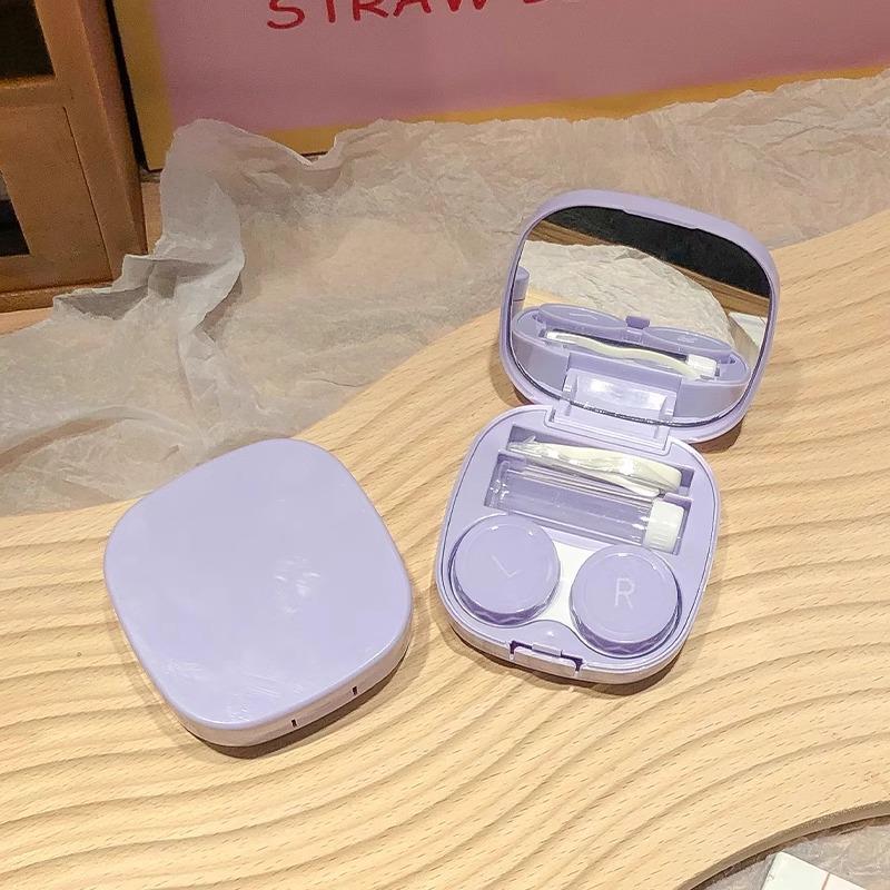 Portable Macaron-Style Contact Lens Case with Mirror - Ideal for Students & Travel