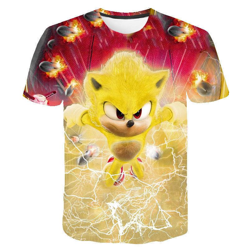 Summer Hot Selling Fashion Hedgehog Sonic Battle Bar T-shirt 3D Printed Outdoor Fitness Hip Hop Street Parent Child T-shirt