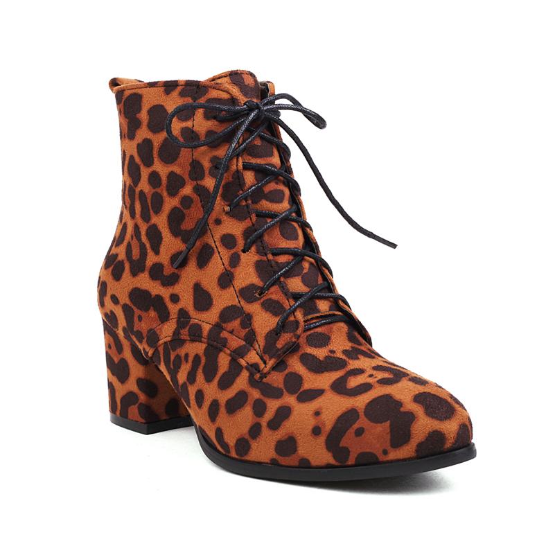 

Meotina Women Ankle Boots Round Toe Chunky High Heels Lace-up Mixed Colors Short Boots Ladies Fashion Shoes Winter Red Brown 40 39 коричневий