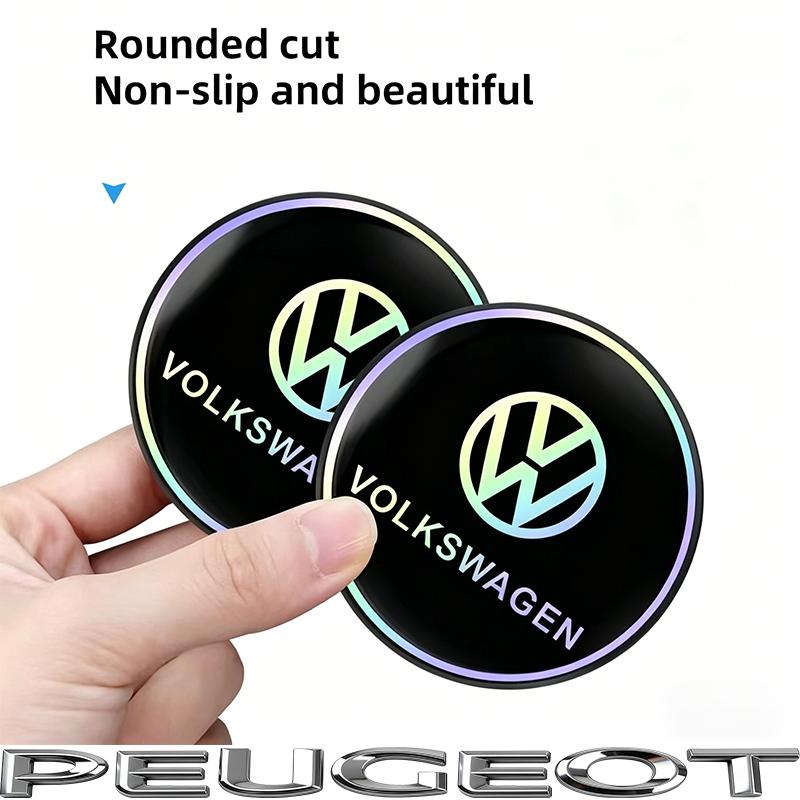 2Pcs Car Cup Coaster Non-slip Shockproof Water Cup Mats For VW GTI Golf 6 7 8 Polo CC Passat B6 Tiguan T-ROC Bora Jetta Hub Cap