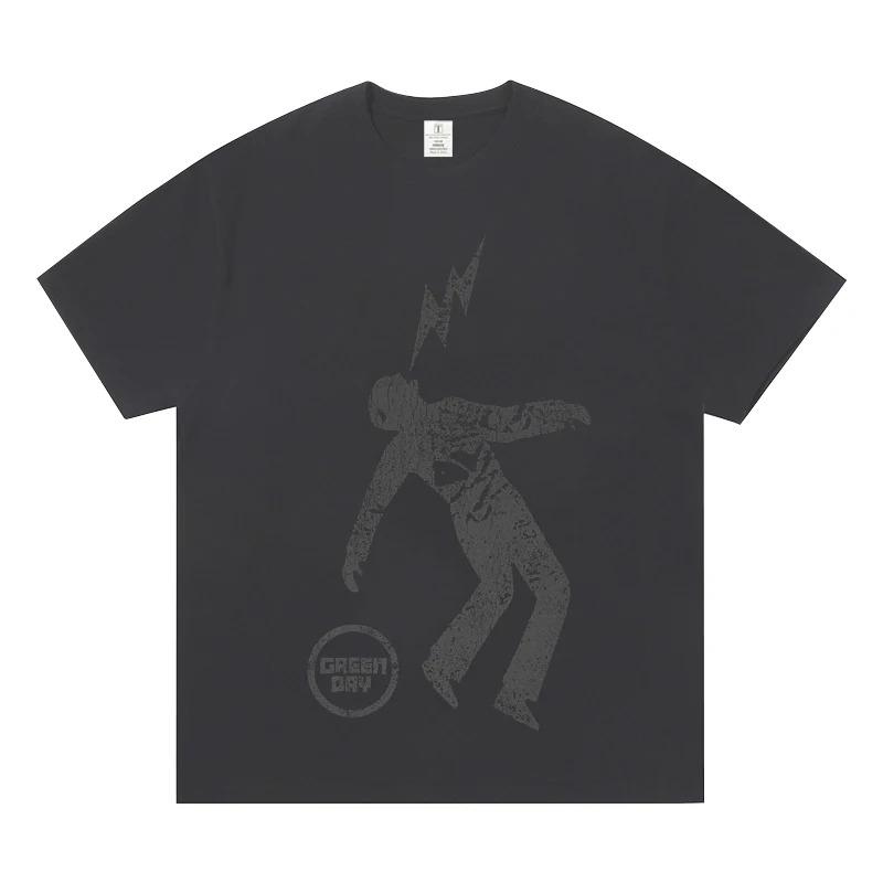 

Greenday Shortsleeved Tshirts Around Concert Clothes for European and American Rock Fashion Casual Unisexs and Womens Tshirts 4XL