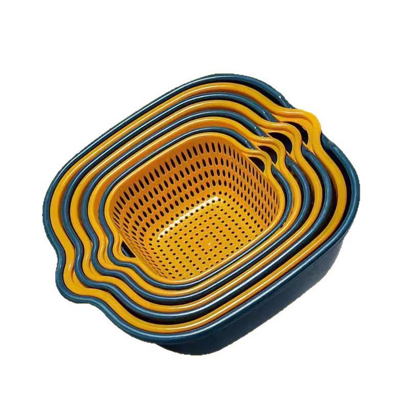 Double-Layer Plastic Drain Basket & Fruit Bowl Set