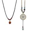 Vintage Keramik Perlenkette Ethnischer Stil Fänger Wachsseil Schmuck Damen