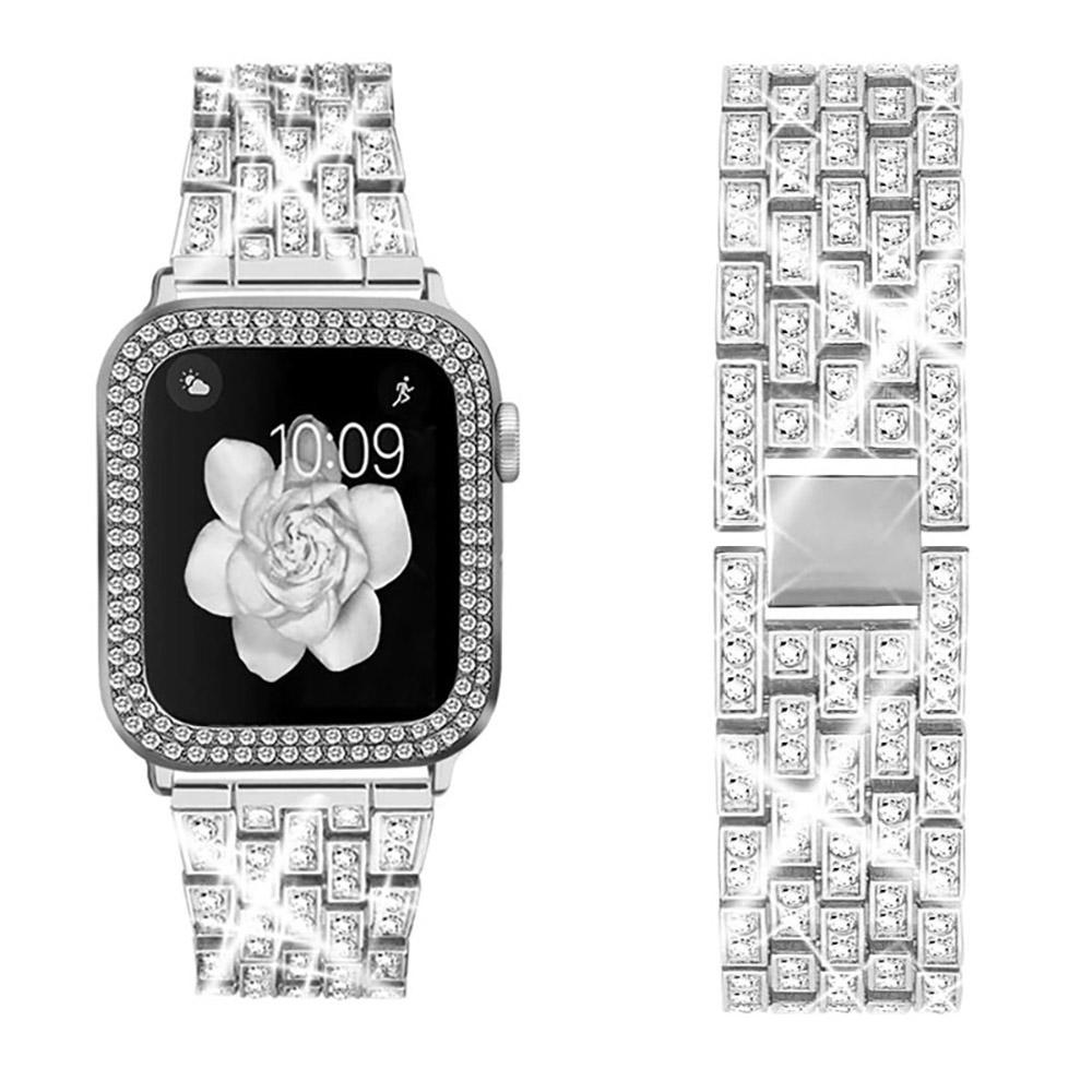 Metal Strap with Case For Apple Watch 46mm 45mm 41mm 44mm 42mm 40mm 38mm Diamond Bracelet Wristband for iWatch 11 10 9 8 7 6 5 4 3 SE Cover