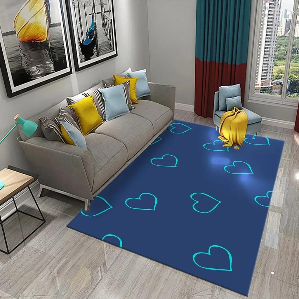 3D Buntes Herz Liebe Muster Teppich Badezimmer Anti-Rutsch Bodenmatte Teppich Teppich Wohnzimmer Schlafzimmer Eingang Fußmatte Dekor