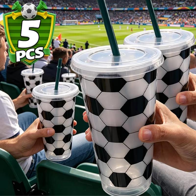710ml Plastic Football Cup Reusable Drinking Cup, Match Day Party Reusable Sports Cup, Sports Fan Exclusive Straw Cup