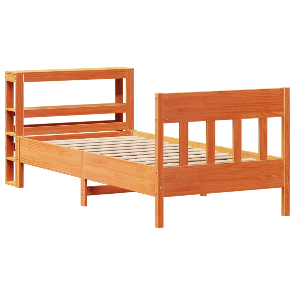 Solid Wood Bed without Mattress Wax Brown 75 x 190 cm Pine Wood