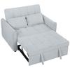 2 Seater Sofa Bed, 3-in-1 Convertible Sleeper Sofa with Click-clack Adjustable Backrest and 2 Pillows, Light Grey
