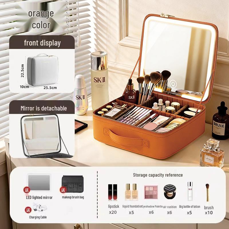 High-End Portable LED Makeup Bag with Large Mirror Capacity
