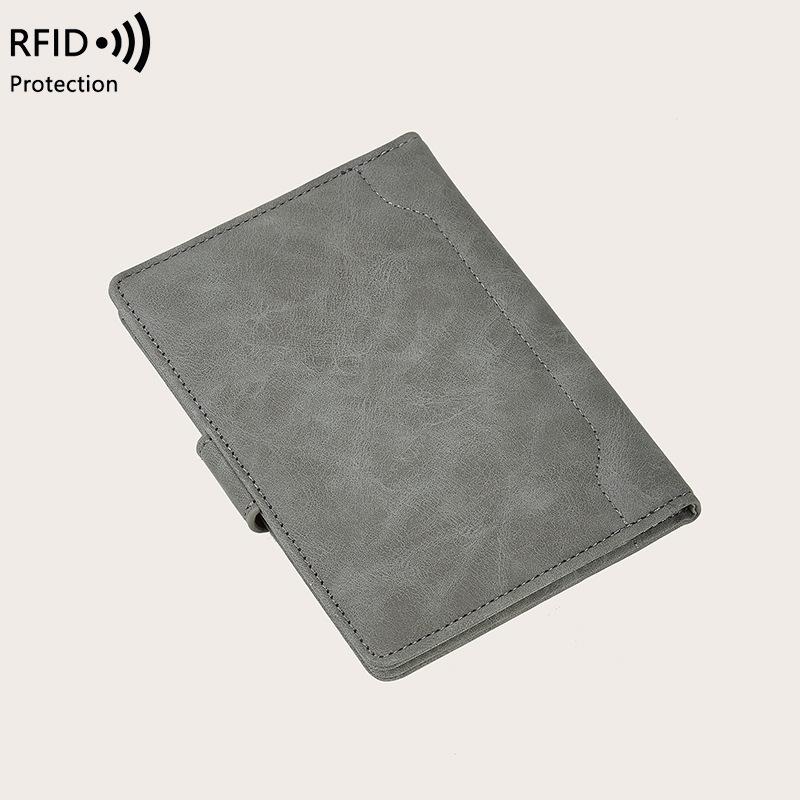 Hot-selling new anti-theft brush passport bag, simple buckle ID bag, men's and women's travel passport holder