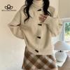 Retro  Button Sweater Cardigan Female Fall And Winter New Korean Version Loose Short Knitted Cardigan Sweater