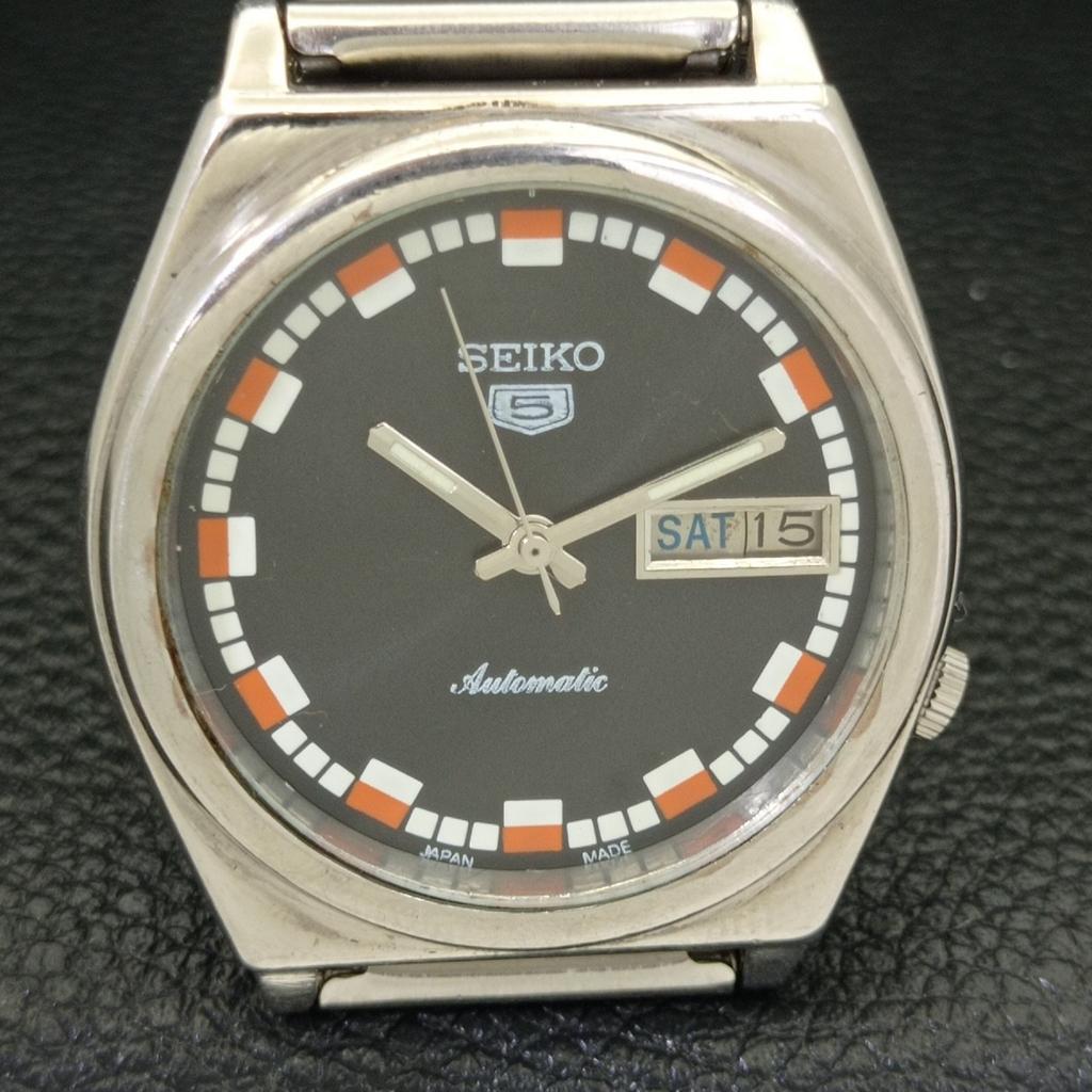 VINTAGE SEIKO 5 AUTOMATIC 7009A JAPAN MENS BLACK COLOR DIAL WATCH a500100-2 R151a-a500100