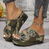 Crocodile Leather Buckle Flip-flops for Women Suitable for Summer Thick-soled with Removable Insoles