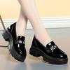 5.5cm British Style Thick Bottom Patent Leather Loafers Women's Platform Shoes 2025 Spring Shallow Block Heels Shoes Office