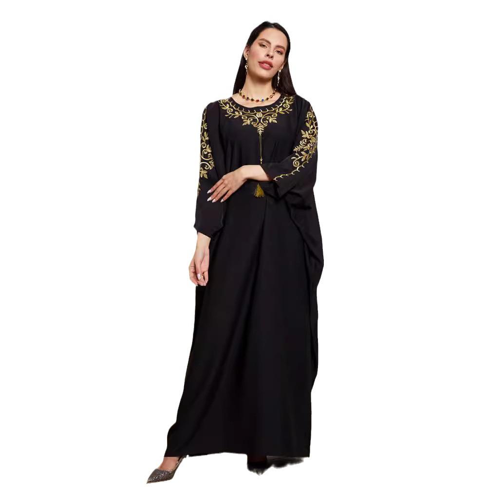 Elegant 2024 Dubai Middle Eastern Embroidered Robe Dress Cover-up