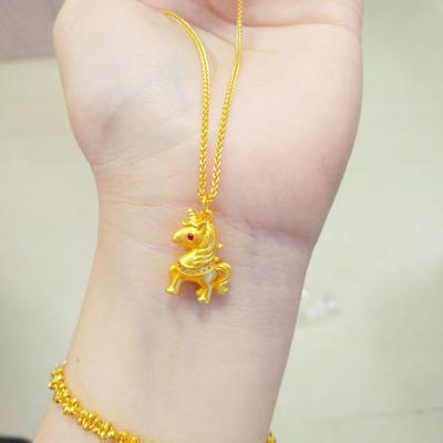Vietnam Sandgold Strassstein Tierkreiszeichen Pony Anhänger Halskette - Elegante Clavicle Kette für Damen
