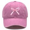 Rosa Schleife Verstellbare Snapback Baseballkappe Gewaschene Baumwollkappe Für Mann Vintage Unelastisch Sonnenhut Perfekt Für Outdoor-Sportarten