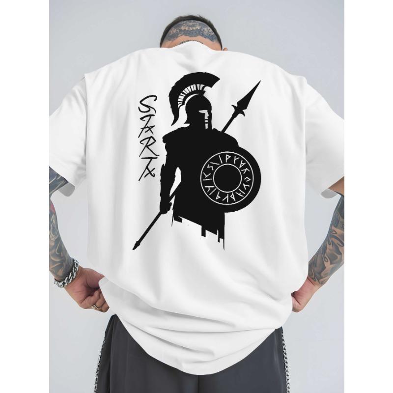 Europäische Größe Sommer Outdoor Sport T-Shirts für Spartaner-Krieger, Mit Trendigen Prints für Herren, Erhältlich in Großen Größen mit Kurzen Ärmeln