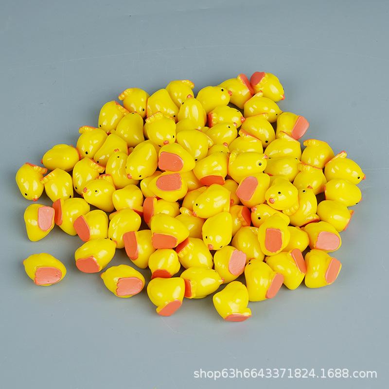 Children'S Toys Mini Yellow Chicken Animal Resin Diy Accessories Car Center Console Landscaping Decorative Small Ornament