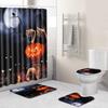 Halloween Shower Curtain Floor Mat Combination Four-Piece Set Bathroom Toilet Carpet Shower Room Foot Mat