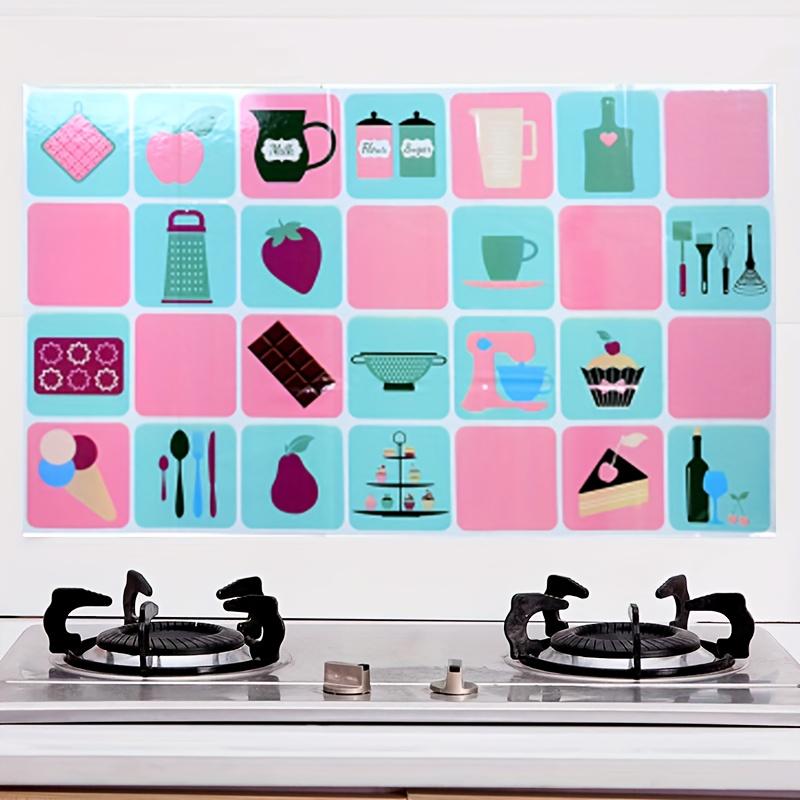 5pcs Self-Adhesive Oil-Proof Stickers for Kitchen High-Temperature Resistant Tile Wall Stickers Oil-Proof Waterproof for Stove