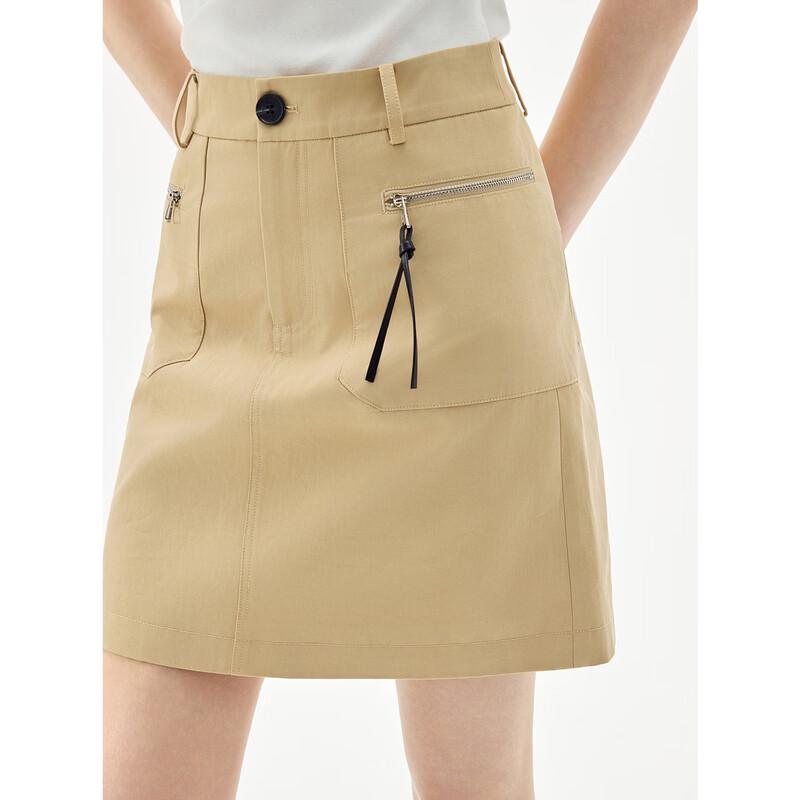 ELLE Women's Khaki A-Line Workwear Skirt