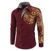 Gold Printed Shirt Printed Totem Long Sleeve Shirt African Party Shirt