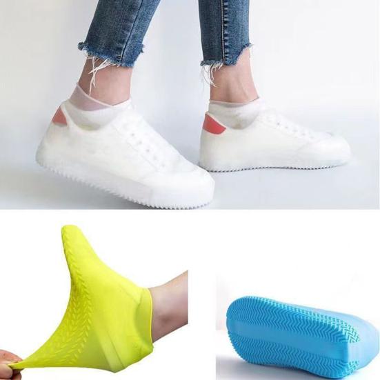 1 Pair Rain Boot Cover Waterproof Silicone Shoe Covers Anti-Slip Elastic Overshoes Thickened Rainproof Shoe Protectors