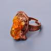 Hessonite Garnet Rough Stone Mother Gift Eternity Sisters Day Trendy Ring Copper V-11